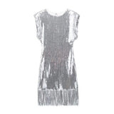 New Beaded Tassel Trim Mini Dress