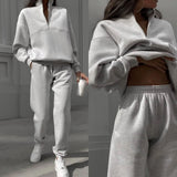 Women's New Casual Fashion Thicken Long-Sleeved Trousers Two