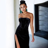 Women's Clothing 2025 New Fashion Temperament To Open Fork And Open Chest-Dear Dress Dress Dress