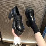 Small Leather Shoes Women Ultra-High Heel 2025 Spring And Autumn New Retro Jk Single Shoes Waterproof Table Thick-Soled Lefu Shoes