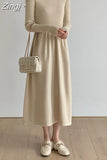 Sweater Dresses for Women Party Clothing Half Turtleneck Autumn Winter 2023 Midi Dress A-Line Vintage Casual Loose
