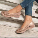 Summer Large-Size Casual Sandals Women's Shoes Slope Heel Hollow Pure Color Single Shoes Fashion