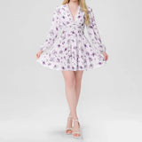 Women's Temperament Sweet Broken Flower High Waist Repair V Collar Short Long Sleeve