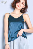 Summer Silk Camis V-Neck Basic Top Women Basic Tank Tops Woman Sleeveless Vest White Satin Corset Top Female Girls