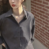 Gray Shirt Women Spring And Autumn New Professional Dress Work Clothes Shirt Interview Temperament Top Female Long-Sleeved Hong Kong