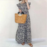 Summer New Small Broken Floral Dress Round Collar A-Shaped Dress With Sleeveless Sleeveless