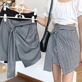Women Summer A-line Asymmetrical Irregular Chic Elegant Womens Mini Skirt Slender Korean Style New Stylish Vintage