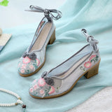Zingj Heels, Beef Tendon Bottom Embroidered Cloth Shoes Women's Shoes Can Be Matched With Gauze Skirt Cheongsam Tea Clothing
