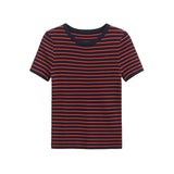 Spring New Soft Short Sleeve Striped Knitted T-Shirt T-Shirt Bottom