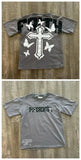T-Shirt Y2K Hip-Hop Letter Retro Cross Graphic Print Oversized T-Shirt Men's Round Neck Cotton Short-Sleeved Shirt 211-1-Outfit