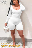 Ribbed Knit Long Sleeve Bodycon Romper One Piece Outfits Sexy Jumpsuit Playsuits 2023 Fashion Women Clothing