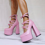 Bow Lolita Pink Water Table Coarse Size 47 High Heel Women Cool Boots