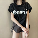 Zingj Short-Sleeved T-Shirt Female Summer 2024 New Net Red Design Sense Small Loose Chic Jacket Ins