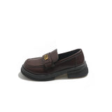 Cake Bottom Large Small Leather Shoes 2025 Spring New British Wind Happy Shoes One Foot Shallow Mouth Round Head Single Shoes