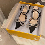Shoes New Fashion Pointed Toe Rhinestone Bow Stiletto Heel Strap