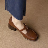 Small Leather Shoes Women's Design Sense Of Niche Heel Women's Shoes 2025 Autumn French Retro Brown Light Mouth Single