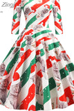 Women Vintage Winter Christmas Half Sleeve Autumn Slim Swing Elegant Pinup Party Dresses Robe Femme