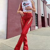 Fashion High Waist Straight Ankle Tied Slim