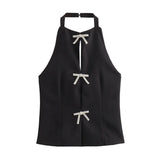 2025 New Women's Fashion Casual Versatile Jeans Hanging Collar Top