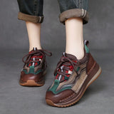 Layer Of Cow Skin Coloring Sports Casual Shoes Women's Autumn And Winter New Slope And Old Dad Shoes Comfortable Soft-Soled Women's