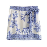 Women's Clothing INS Burst High-Waisted Flower Print Bow Ornaments Short Casual Casual