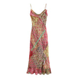 New Patchwork Printing Tie Sling Dress