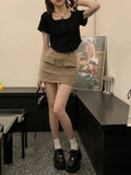 Zingj T-Shirt Female 2024 Summer New Korean Version Casual Show Thin Inside The Students Slim High Waist Student Jacket