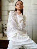 New Hollow Knitted Top 2025 New Round Collar Perspective Thin Sweater