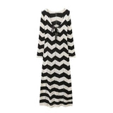 Women's Explosive Long-Sleeved Knitted Round Lace Hollow Long Dress Fashion Light