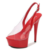 Zingj Rhinestone Fish Mouth Shoes Nightclub Fine Heel Stilettos 15CM Car Model Sandals Female Runway Steel