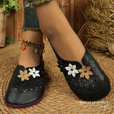 Hollowed-In-Caught People Hollow Flat-Soled Single-Shoe Female Flowers Breathable Shallow Mother Lazy Boat