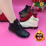 Velcro Short-Tice Cotton Shoes Female Hand-Slit Suture Thick Sole Plus Velvet Hair High-Top Single Shoes