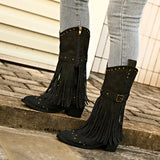 Boots Women Autumn And Winter New Belt Buckle Su Boots Rivet Belt Buckle Large-Size Tip-Notch