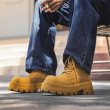 Zingj / Winter 2023 Thick Bottom Martin Boots Male Carbon Black Trend Plus Velvet Derby Shoes British Locomotive Short Boots