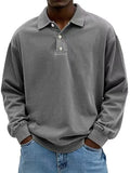 New Men's Casual Long-Sleeved Button-Down Shirt Polo
