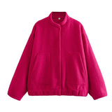 New Loose Casual Coat Street Standing Collar Dark Button Coat Casual Jacket
