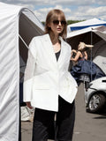 Zingj Spring New Fashion Temperament V Collar Hollow Out Perspective Lace Splicing Design Sense Long Sleeve Suit Jacket