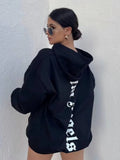 Letter-Print Hooded Hooded Loose Version Of Multi-Color Lazy Trend Trend High Street Tide
