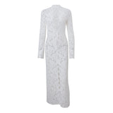 Zingj Early Autumn New Sexy Hot Girl Lace Splicing Fashion Street Slit Long Sleeve