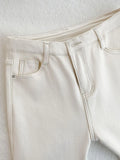 Zingj Of The Super Advanced Rice White Straight Leg Jeans Female High Waist Small Nine Points Cigarette Pipe Pants And Velvet And