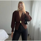 Women's Explosive Minimalist Fashion V-Neck Button Knitted