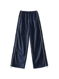 Piping Detail Wide Leg Track Pants- Outfit