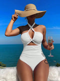 2025 New Bikini Solid Color Sexy High-Waisted Bikini Swimsuit