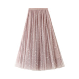 Sky Half Dress Girl Autumn Winter Dress Fairy A Word Ponp Long Skirt Glie Star Mesh Dress