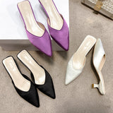 Half-Shoe Woman 2025 Summer New Large-Size Pointed Thin And Shallow Cloth Cloth Muller Shoes And