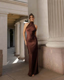 Summer New Women's Pure Color Tie With Waist Temperament Fashion Dress