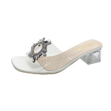And Cool Drag 2025 Summer New Large-Size Cool Slippers Women's Water Drill Transparent Korean Version Of Fashion Slope And Cold