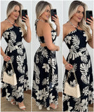 Zingj Spring / Summer New Southeast Asian Holiday Style Personality Digital Print Hanging Neck Wipe Chest Thin Belt