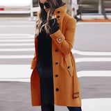 Autumn And Winter Large Size Hairs, Women's Coat Single Row Multi-Buckle And Button Collar