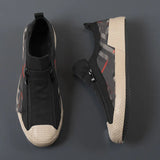 Autumn New Board Shoes Breathable Korean Version Of The Trendy Shoes Zipper Casual Shoes Low-Top Sports Lattice Men's